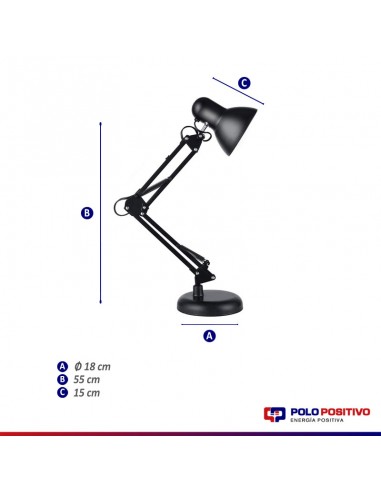 LAMPARA ESCRITORIO CLASSIC E27 DOBLE BRAZO AZUL