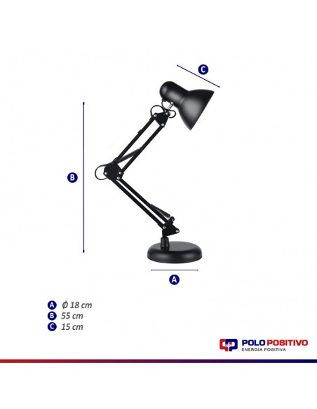 LAMPARA ESCRITORIO CLASSIC E27 DOBLE BRAZO ROJO