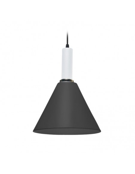 COLGANTE CONICO CHAPA 25CM NEGRO CON BLANCO E27