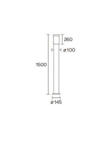FAROLA ALUMINIO 2500 E27- 150CM