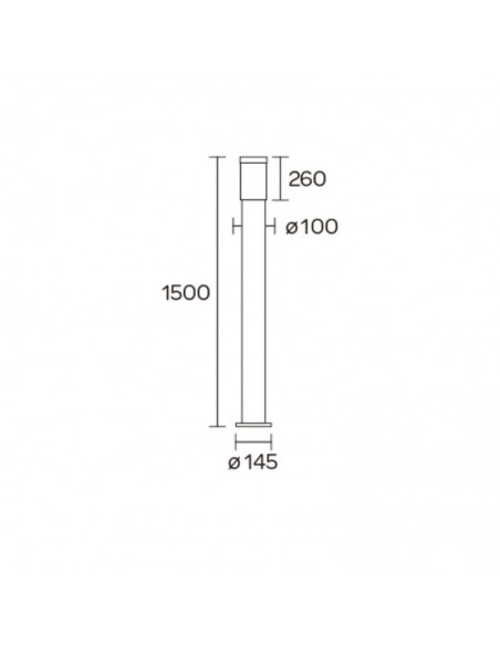 FAROLA ALUMINIO 2500 E27- 150CM