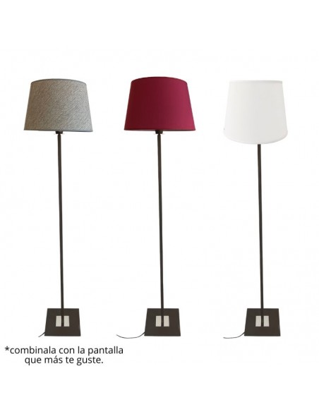 LAMPARA DE PIE CAÑO CUADRADO MARRON SIN PANTALLA