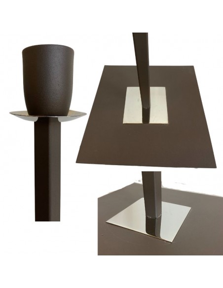 LAMPARA DE PIE CAÑO CUADRADO MARRON SIN PANTALLA