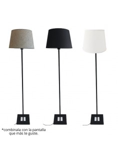 LAMPARA DE PIE CAÑO CUADRADO NEGRO SIN PANTALLA 2