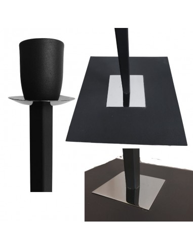 LAMPARA DE PIE CAÑO CUADRADO NEGRO SIN PANTALLA