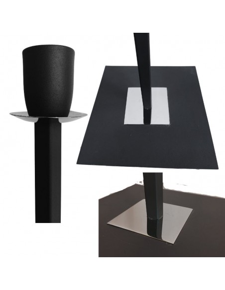 LAMPARA DE PIE CAÑO CUADRADO NEGRO SIN PANTALLA