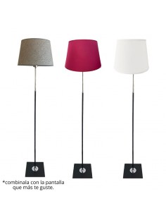 LAMPARA DE PIE CAÑO REDONDO NEGRO NIQUEL SIN PANTALLA 2