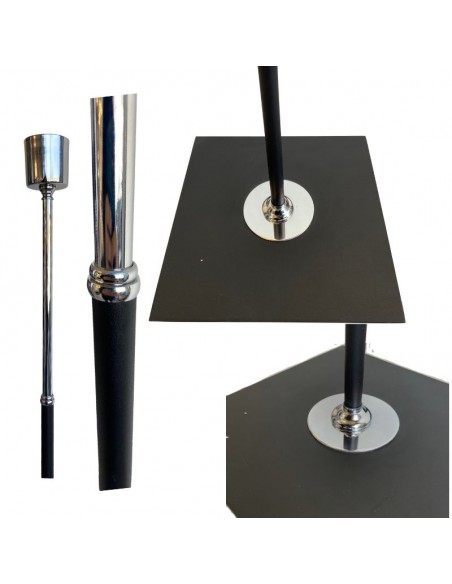 LAMPARA DE PIE CAÑO REDONDO NEGRO NIQUEL SIN PANTALLA