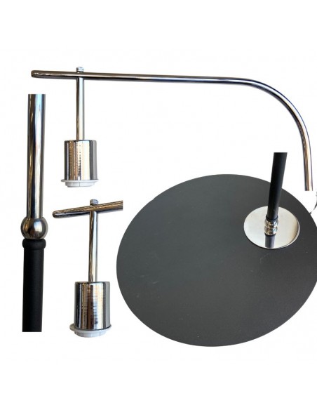 LAMPARA DE PIE CAÑO CUADRADO DOBLADO NEGRO CROMO SIN PANTALL