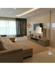 LAMPARA DE PIE CAÑO REDONDO CURVO NIQUEL SIN PANTALLA 2