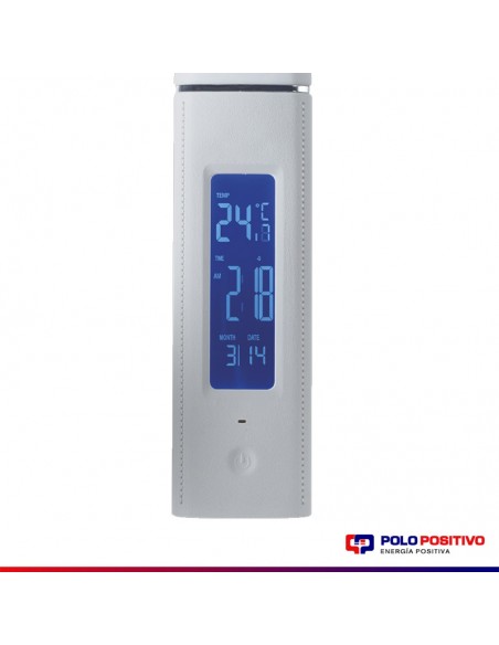 LAMPARA DE MESA BOSTON USB LED 9W NEGRO 3 INTENS CLOCK