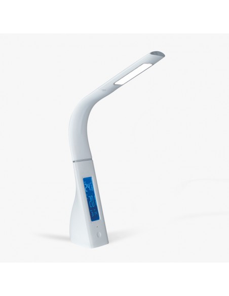 LAMPARA DE MESA BOSTON USB LED 9W BLANCO 3 INTENS CLOCK