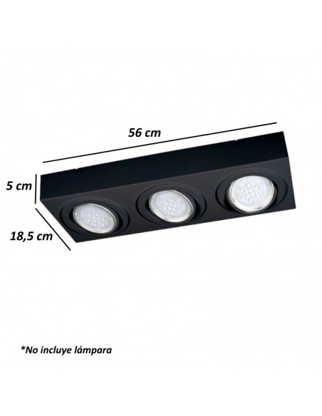 PLAFON LAGUNA 3 LUCES AR111 NEGRO