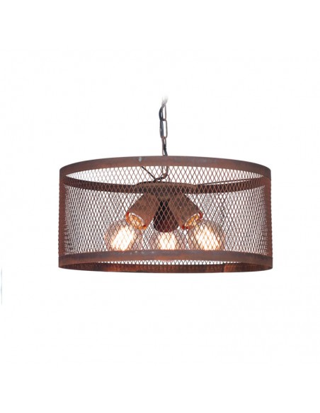 COLGANTE PILAR PANTALLA METALICA 45CMS 3 LUCES E27 OXIDO