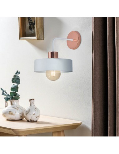 APLIQUE BALCARCE 1 LUZ 20CMS BLANCO COBRE