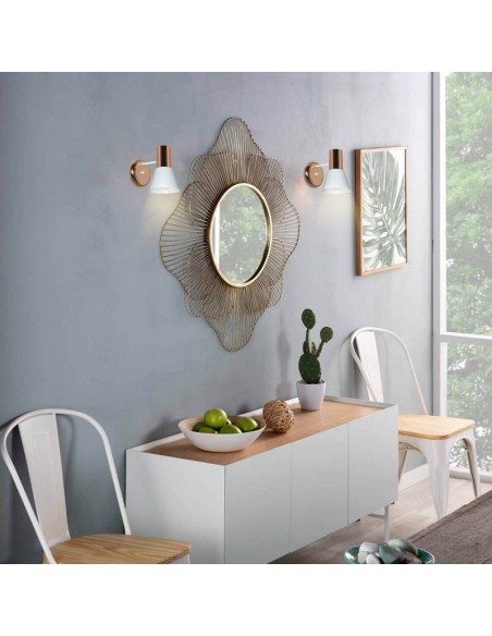 APLIQUE PARED OSTENDE 1 LUZ E27 BLANCO COBRE