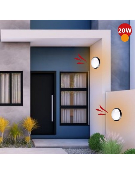 TORTUGA REDONDA LED INTEGRADO 20W NEGRO LUZ CALIDA 2700K