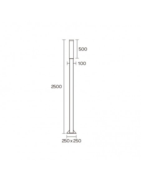 FAROLA ALUMINIO 2440 E27 NEGRO 250CM