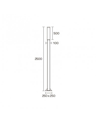 FAROLA ALUMINIO 2440 DULUX 2 LUCES 36W NEGRO 250CM