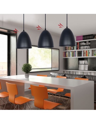 COLGANTE BARADERO ALUMINIO 1 LUZ E27 24CM NEGRO