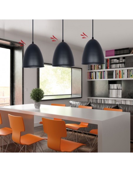 COLGANTE BARADERO ALUMINIO 1 LUZ E27 24CM NEGRO