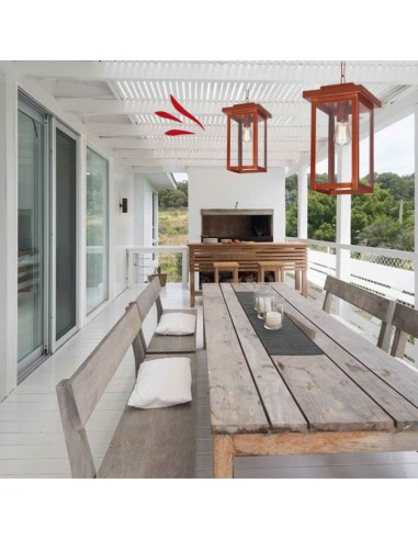 FAROL RECTO COLGAR HIERRO E27 COBRE 43X18CM