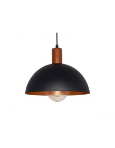 COLGANTE MEDIA ESFERA 40CMS E27 CHAPA NEGRO COBRE CAPUCHON