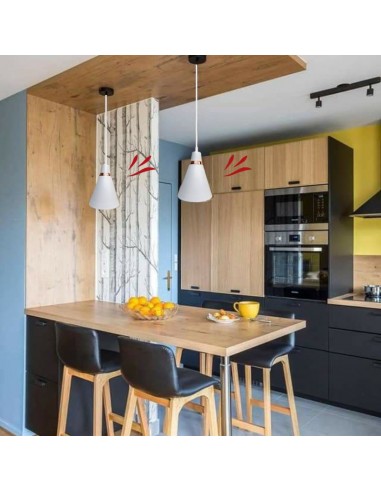 COLGANTE CONO VOLCAN 38CM E27 BLANCO COBRE