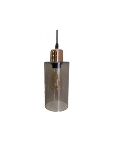 COLGANTE VIDRIO CILINDRO 27X10CMS FUME/COBRE E27