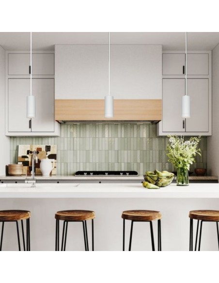 COLGANTE TUBO CANALS 1 LUZ GU10 BLANCO TEXTURADO 12CM