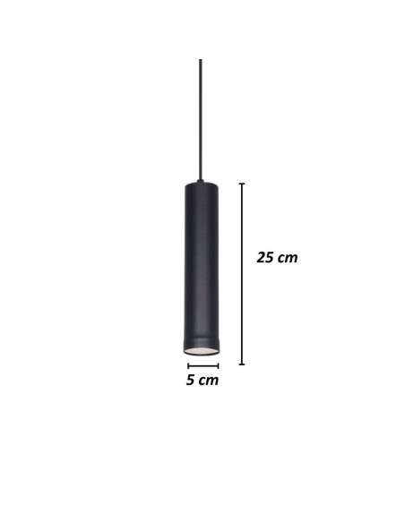 COLGANTE TUBO CANALS 1 LUZ GU10 NEGRO TEXTURADO 25CM