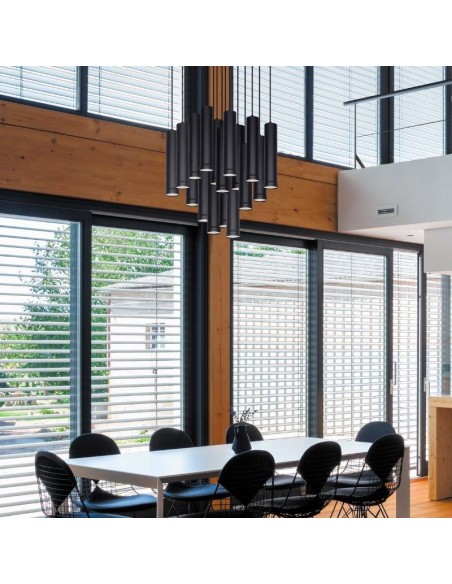 COLGANTE TUBO CANALS 1 LUZ GU10 NEGRO TEXTURADO 35CM