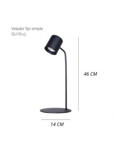 VELADOR CABEZAL RECTO FIJO NEGRO 46CM GU10 2
