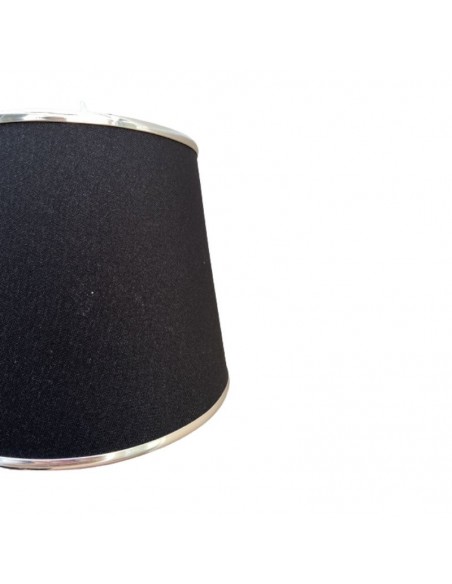 PANTALLA VELADOR CONICA 15X20X15 LISO NEGRO BORDE CROMO