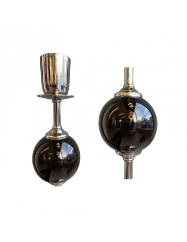 VELADOR CROMO 1 ESFERA NEGRO SIN PANTALLA