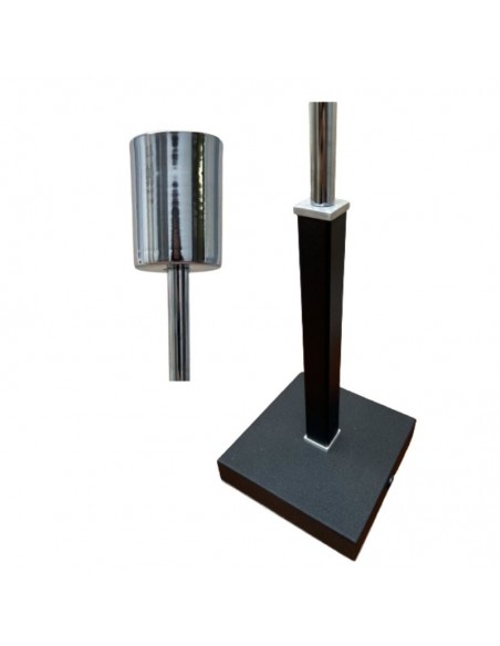 VELADOR CAÑO CUADRADO 20X20 NEGRO CROMO SIN PANTALLA