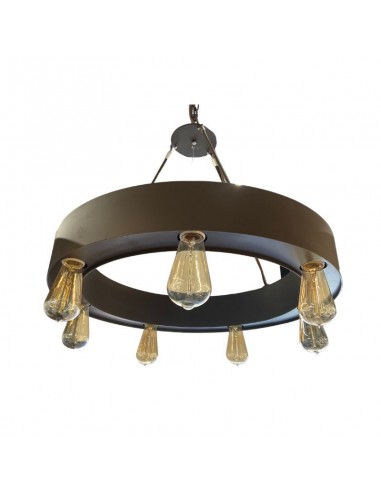 COLGANTE RUEDA VINTAGE 60CM 7 LUCES E27 MARRON