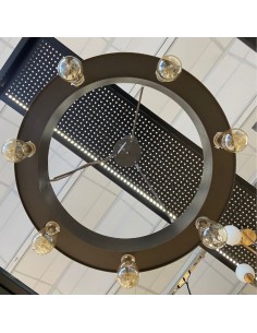 COLGANTE RUEDA VINTAGE 60CM 7 LUCES E27 MARRON 2
