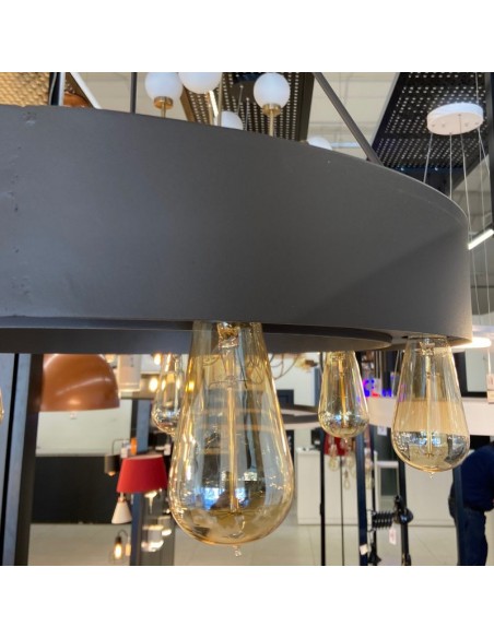 COLGANTE RUEDA VINTAGE 60CM 7 LUCES E27 MARRON