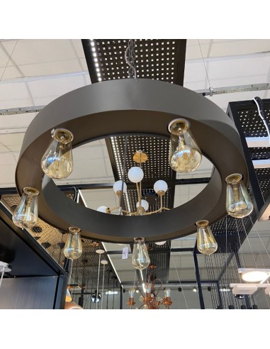 COLGANTE RUEDA VINTAGE 60CM 7 LUCES E27 MARRON