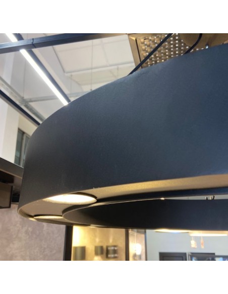 COLGANTE RUEDA VINTAGE 80CM 9  LUCES GU10 DICRO NEGRO