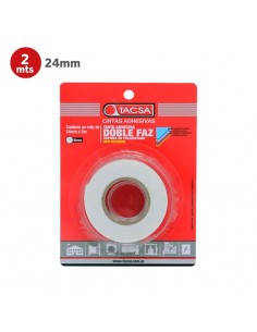 CINTA DOBLE FAZ BIADHESIVA TACSA 24MM - 2MTS