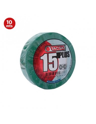 CINTA AISLADORA PVC TACSA VERDE 10 MTS