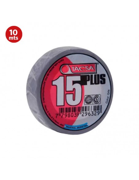 CINTA AISLADORA PVC TACSA GRIS 10 MTS