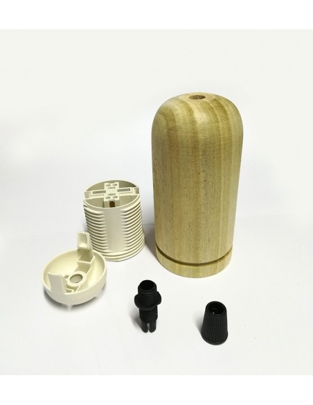 PORTALAMPARA MADERA ESTILO CILINDRO (MDR542)