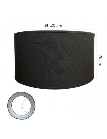 PANTALLA VELADOR CILINDRO 40X20 LISO NEGRO