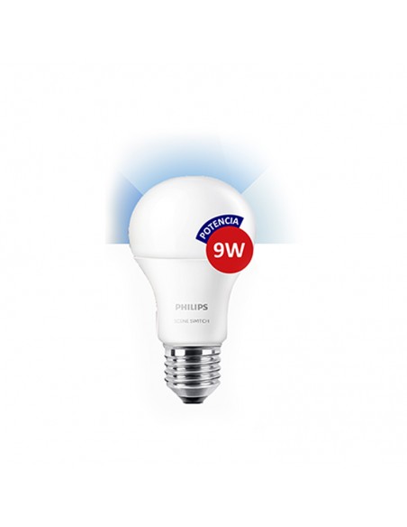 LAMPARA LED PHILIPS SCENE SWITCH 3STEP A60 9W LUZ FRIA