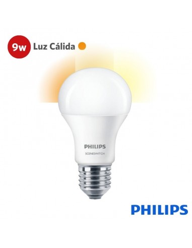 LAMPARA LED PHILIPS SCENE SWITCH 3STEP A60 9W LUZ CALIDA
