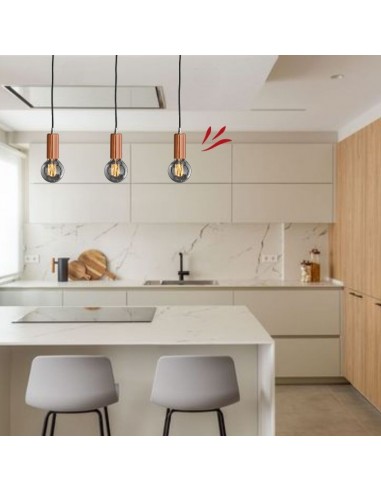 COLGANTE AEDENA COBRE CABLE TEXTIL NEGRO