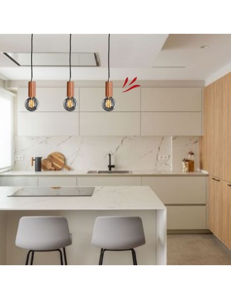 COLGANTE AEDENA COBRE CABLE TEXTIL NEGRO